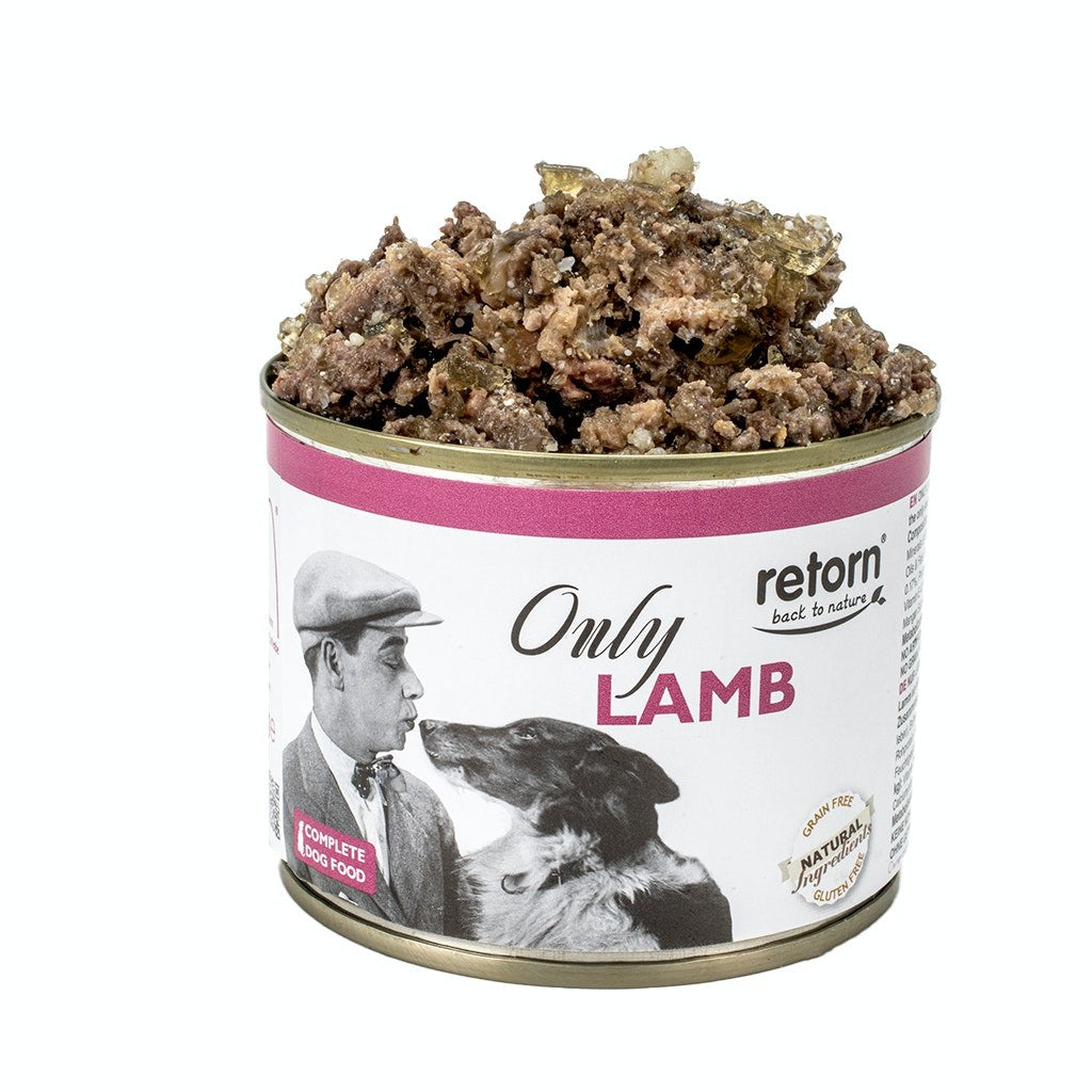 LATAS PARA PERROS DE CORDERO DE RETORN