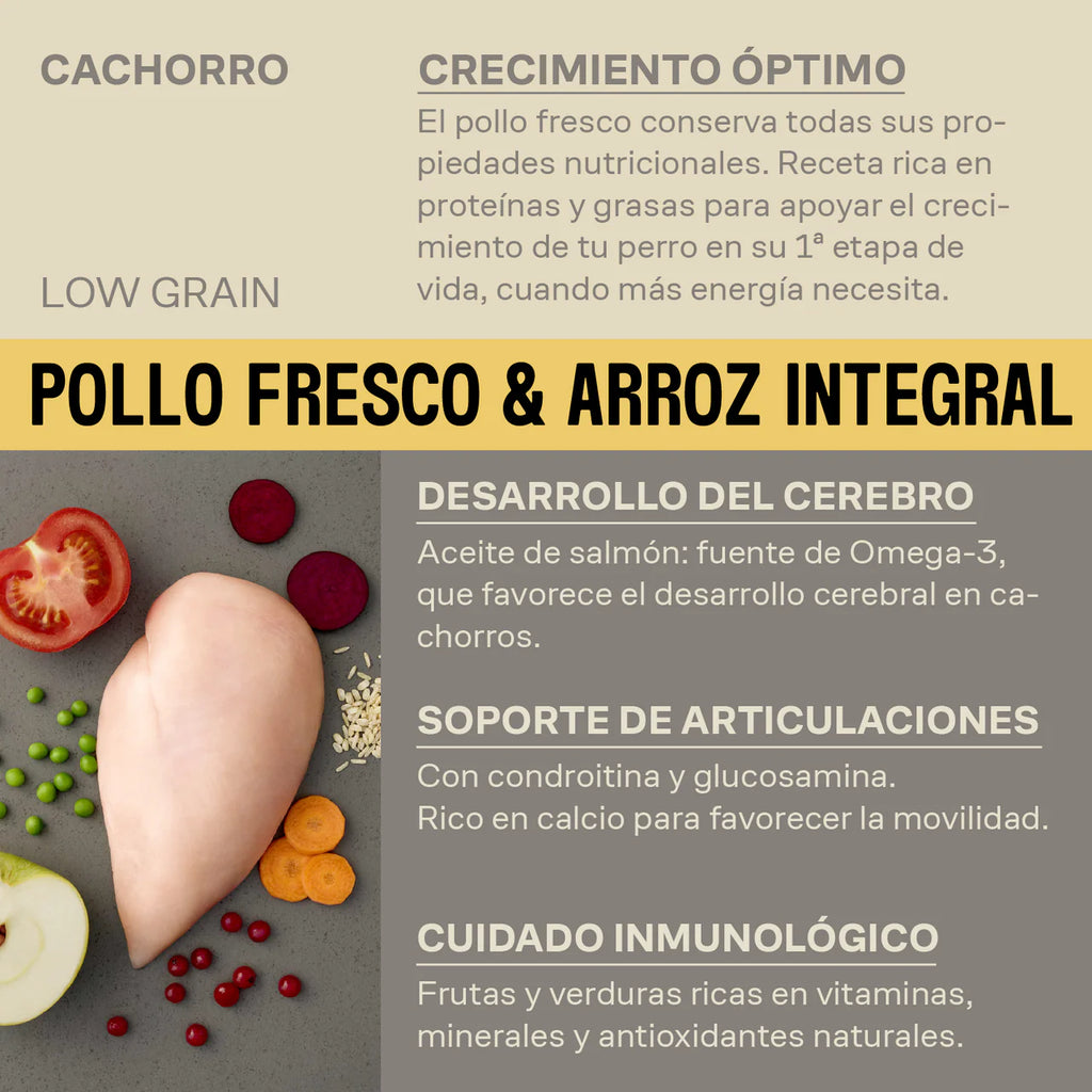 Pienso natural pollo y arroz integral - 3 Kg