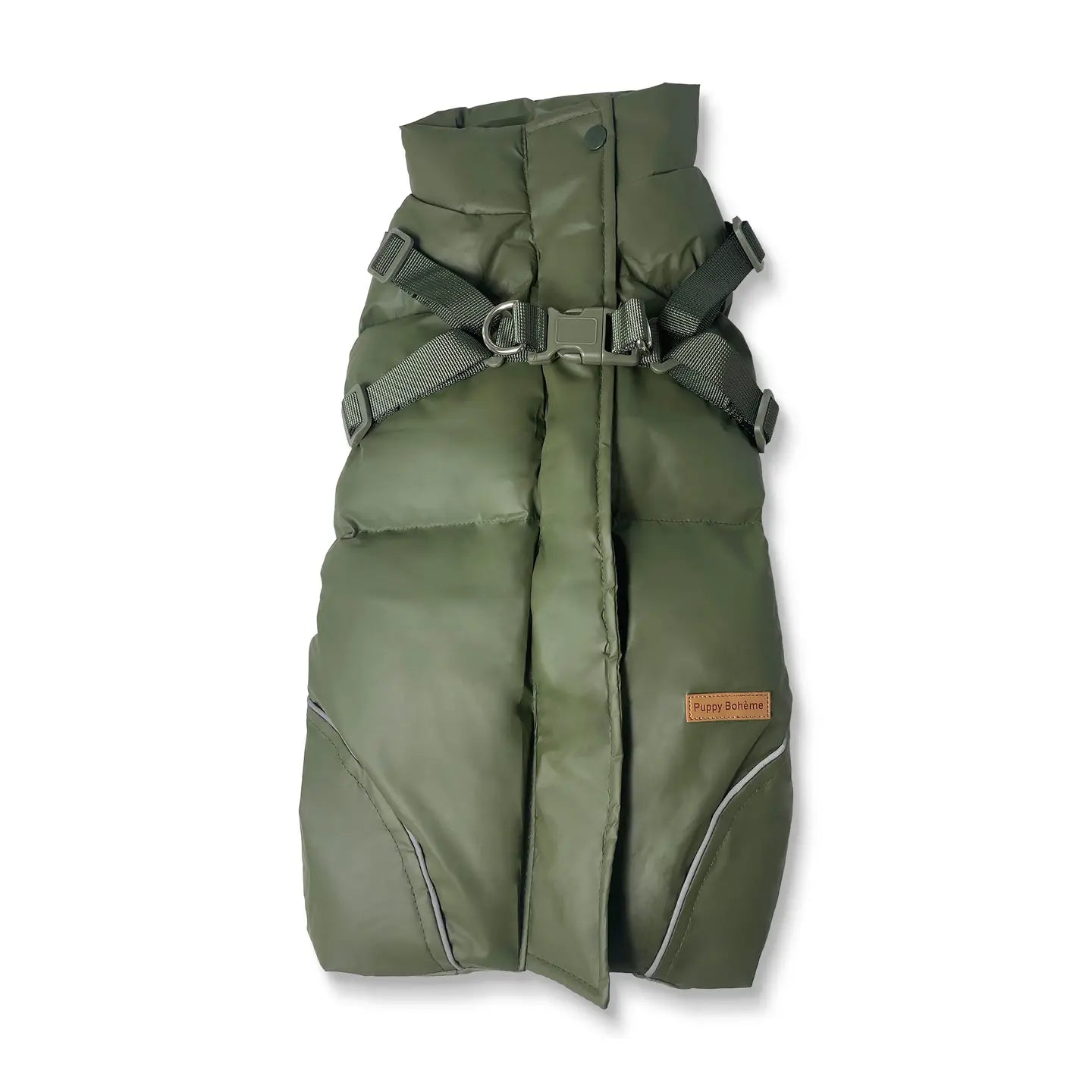 Abrigo y arnés verde