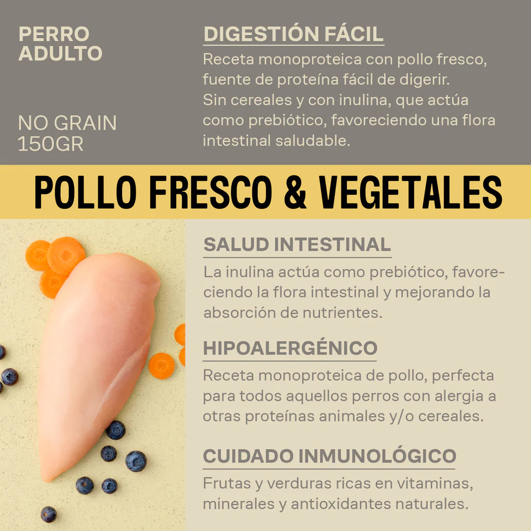 Comida húmeda natural - Pollo y vegetales