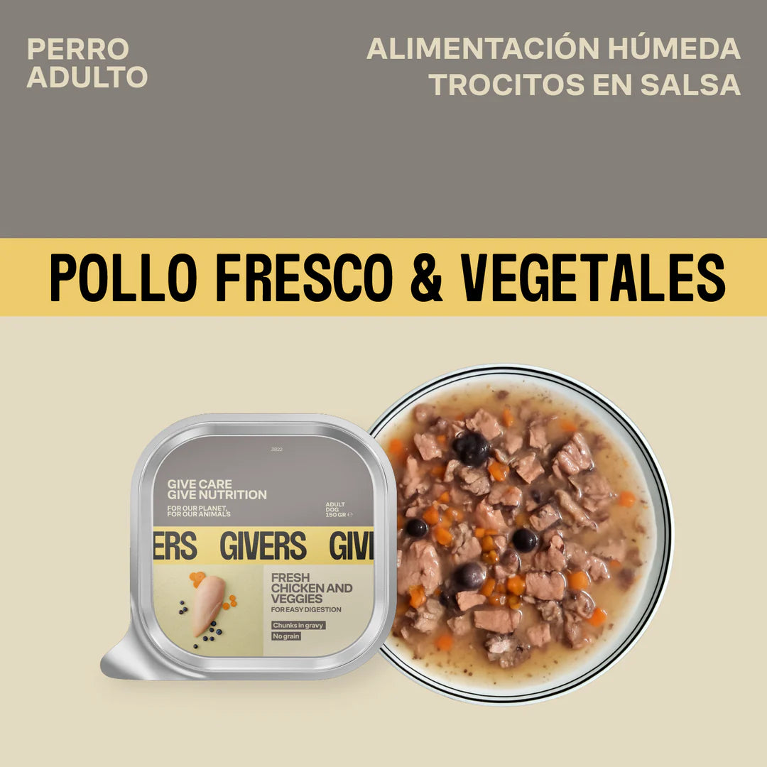 Comida húmeda natural - Pollo y vegetales