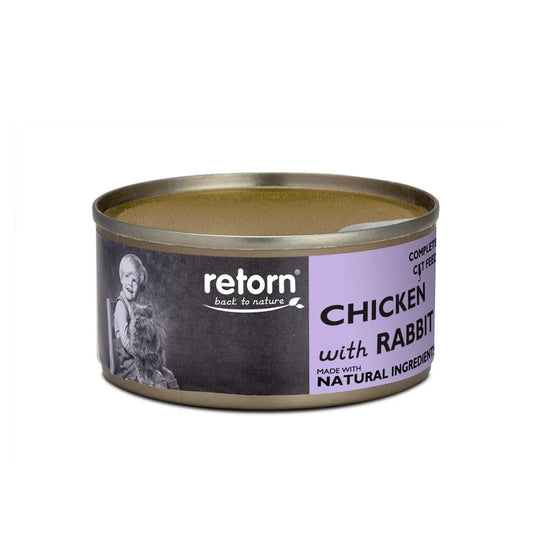 LATAS PARA GATOS DE POLLO CON CONEJO DE RETORN
