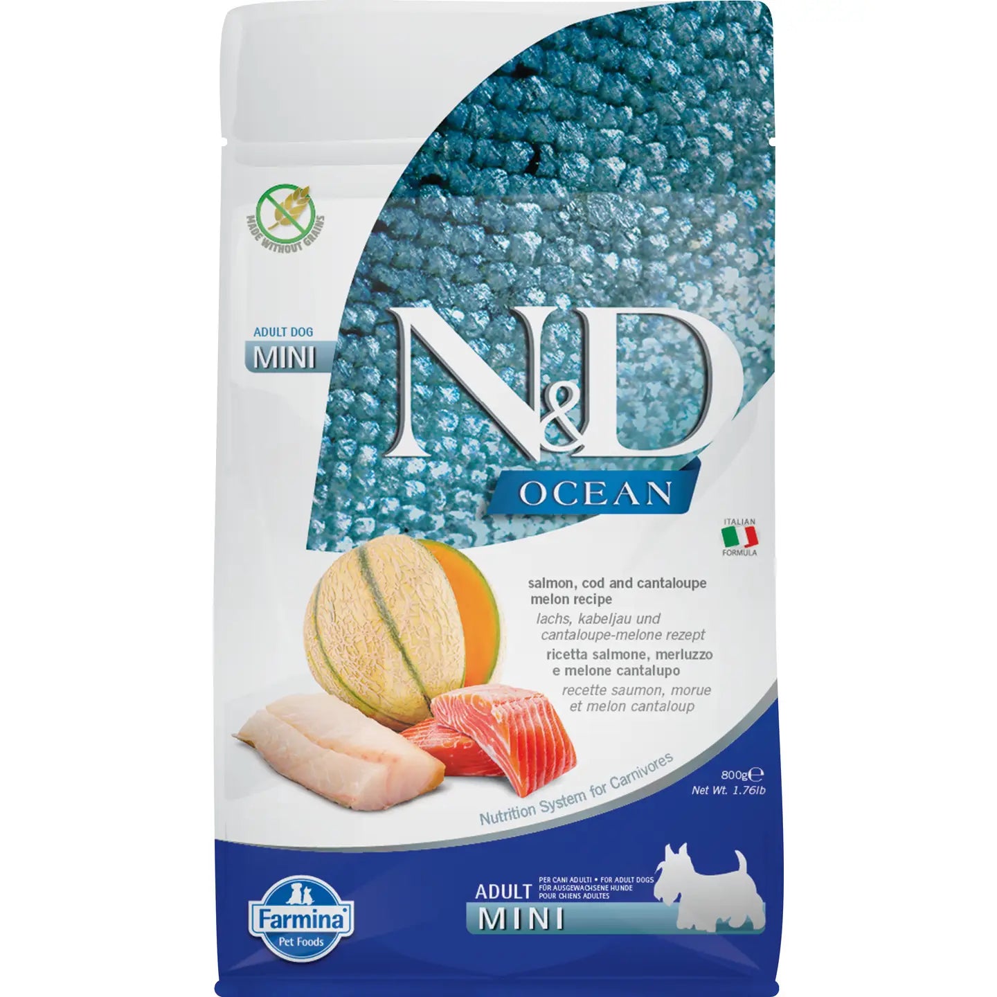 N&D OCEAN SALMON ADULTO, CROQUETA MINI (800 GR)