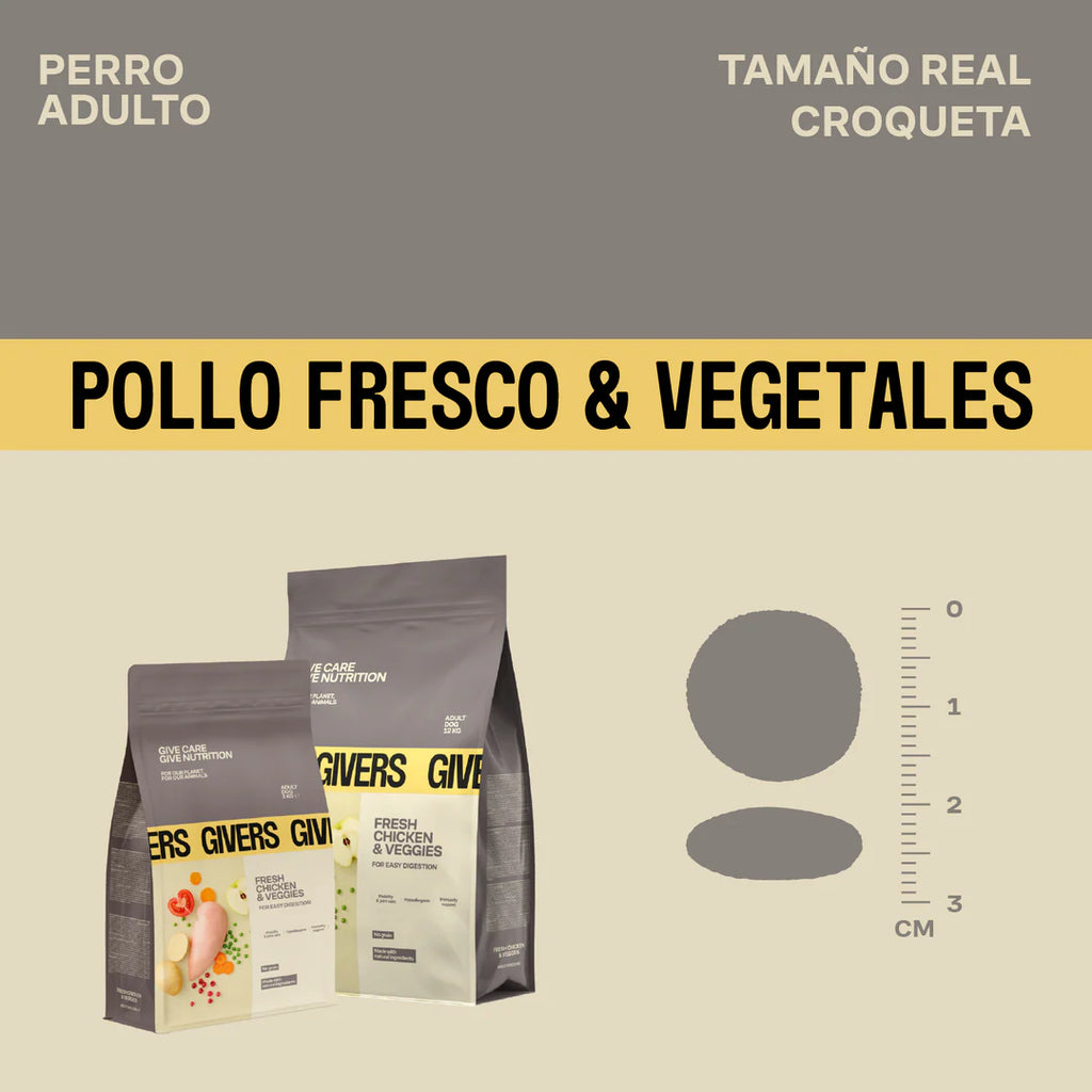 Pienso natural adultos - Pollo y vegetales - 3 Kg