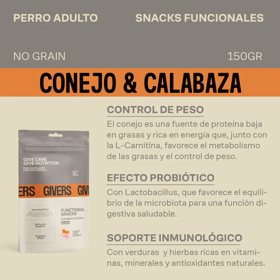 Snack natural conejo con calabaza