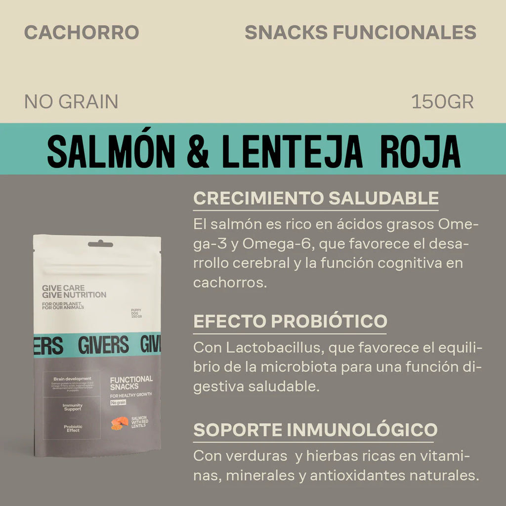 Snack natural salmón y lenteja roja